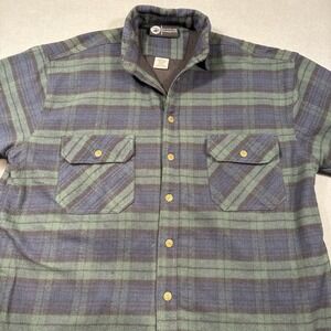 FLANNEL JACKET Polar King Mens XL TALL Cotton Heavy SHACKET LINED SNAP PLAID